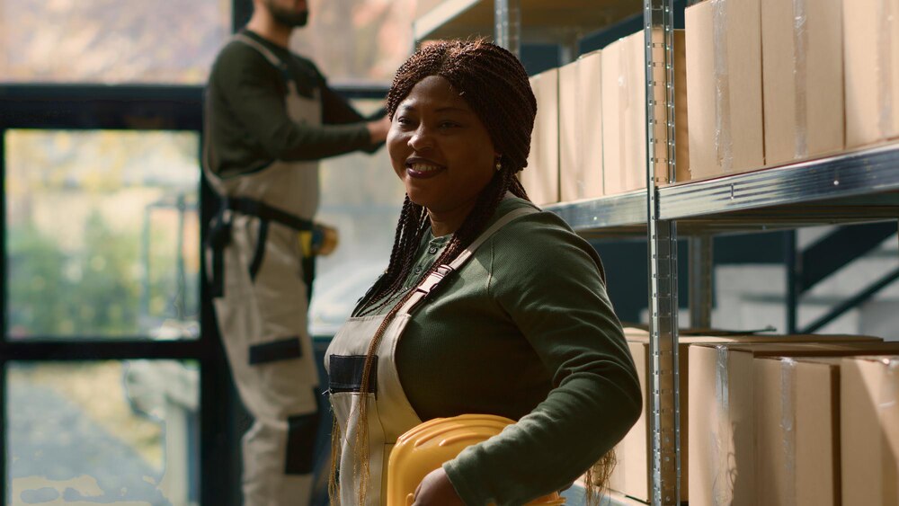 Warehouse technician in uniform