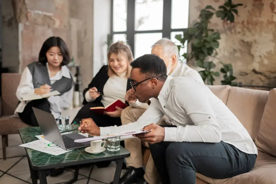 People working in their office