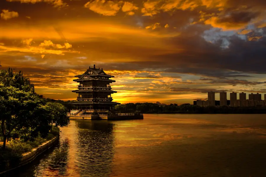 landscape with sunset in Yixing