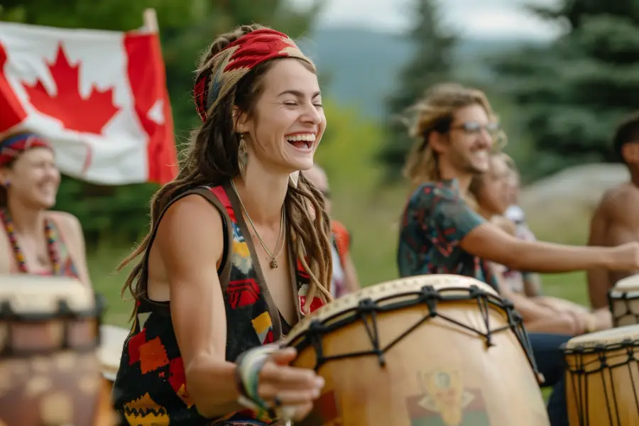 People celebrating canada day