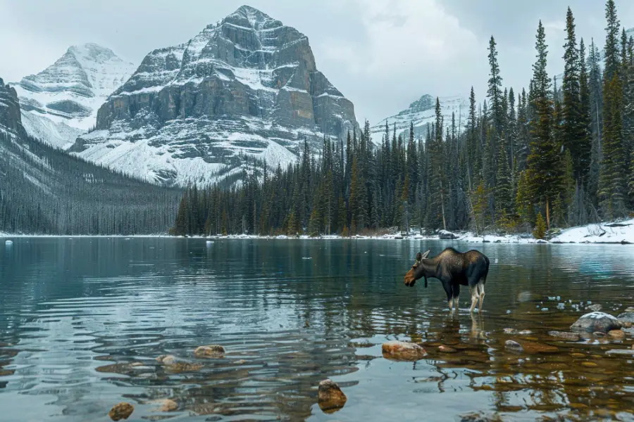 Photorealistic moose in the wild