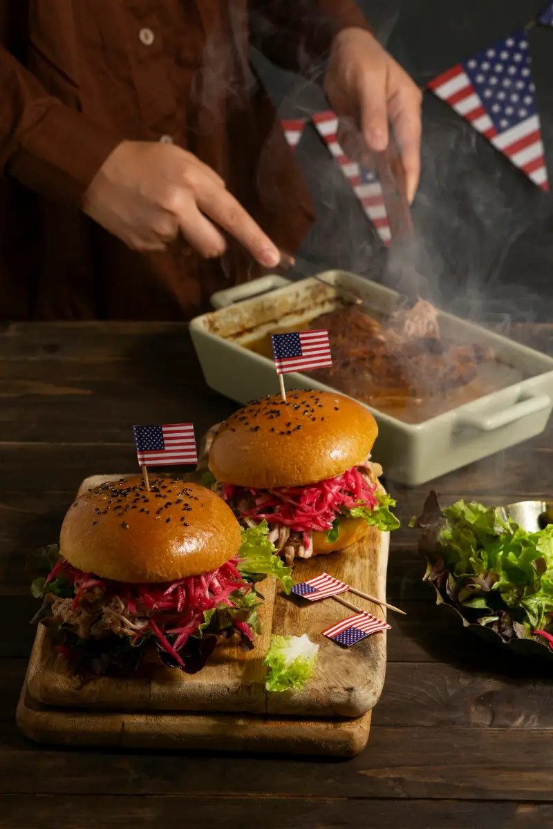 Tasty burgers arrangement high angle